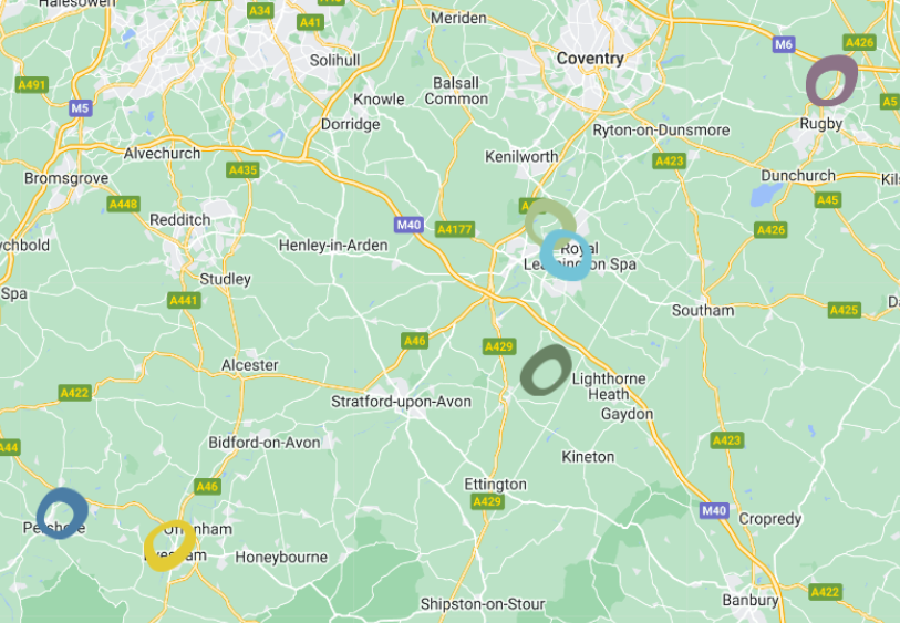 Warwickshire College Group campuses on map